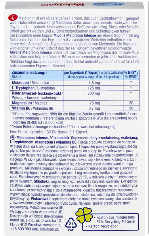 قرص ملاتونین میولیس اصل آلمان 1.8 میلی